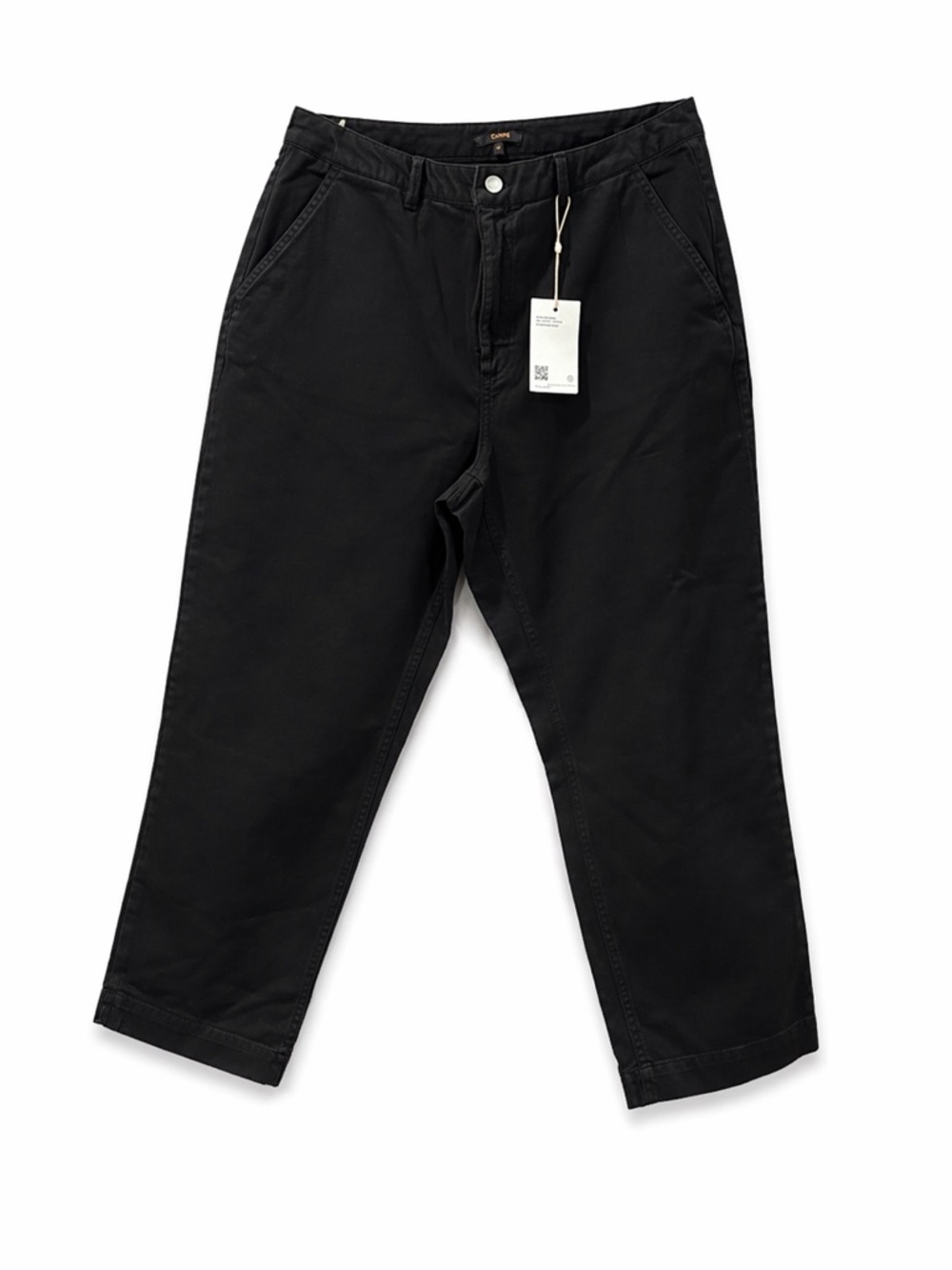 NWT Quince Black Denim Jeans Pants 14 Cropped 26” Inseam Barrel Organic Cotton